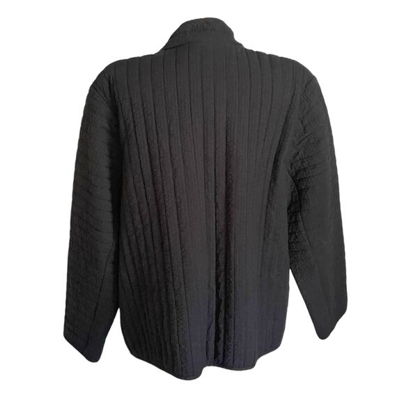 Pure Jill Seersucker Quilted Open Front Jacket Black Emroidered Trim Sz XL - Picture 4 of 10